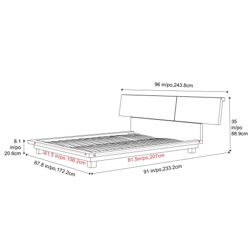 Valencia Faith Wide Headboard Wooden Queen Size Bed Frame, Walnut