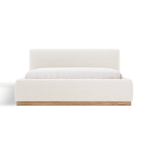 Valencia – Cadre de très grand lit recouvert de tissu Gabriella, crème