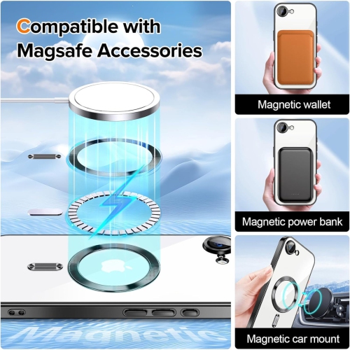 [CS] Étui magnétique en TPUR hybride avec MagSafe pour iPhone 16e, transparent
