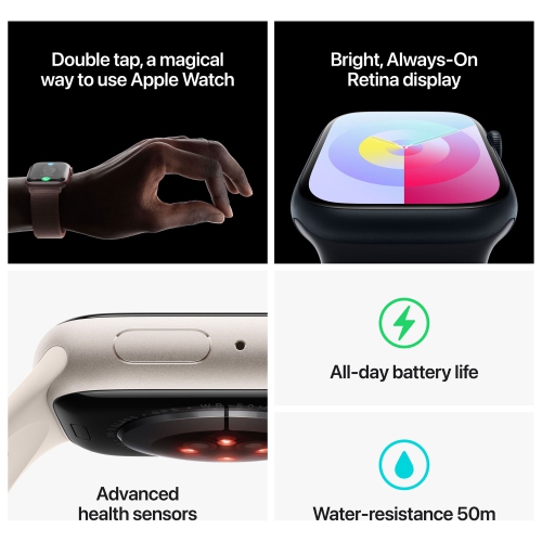 Apple Watch Series 9 (GPS) 41mm Midnight Aluminium Case with Midnight Sport Band - Medium / Large - US Version by APPLE - Refurbished condition - Image 10