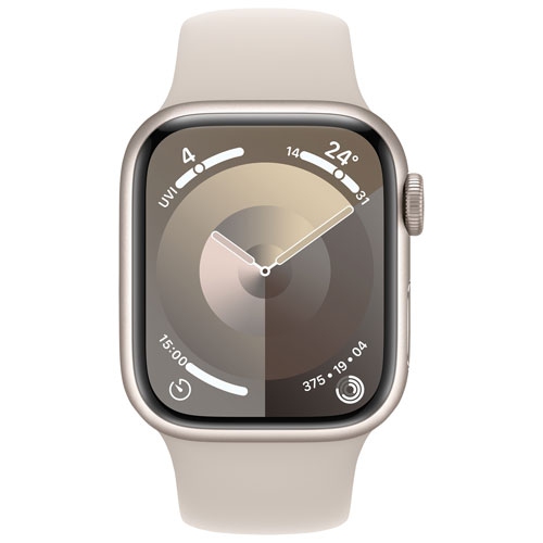Apple Watch Series 9 (GPS) 41mm Starlight Aluminum Case with Starlight Sport Band - Small / Medium - US Version by APPLE - Refurbished condition - Image 3