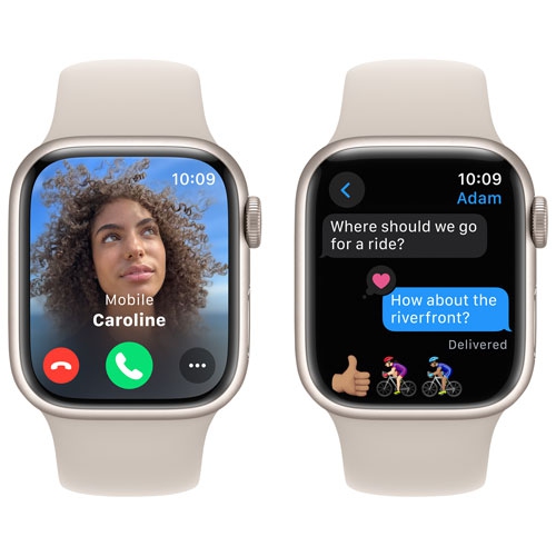 Apple Watch Series 9 (GPS) 41mm Starlight Aluminum Case with Starlight Sport Band - Small / Medium - US Version by APPLE - Refurbished condition - Image 5