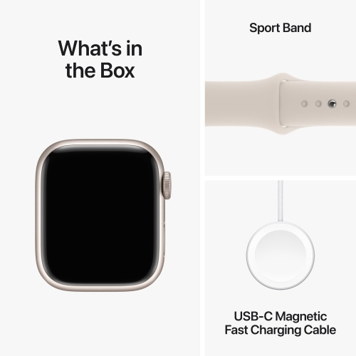 Apple Watch Series 9 (GPS) 41mm Starlight Aluminum Case with Starlight Sport Band - Small / Medium - US Version by APPLE - Refurbished condition - Image 10