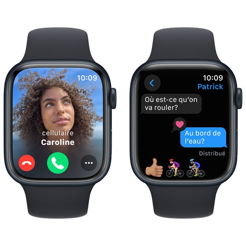 Apple Watch Series 9 (GPS) 45mm Midnight Aluminum Case with Midnight Sport Band - Small / Medium - US Version by APPLE - Refurbished condition - Image 6