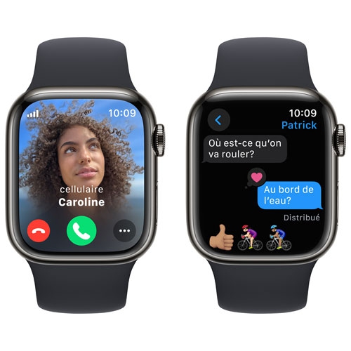 Apple Watch Series 9 (GPS + Cellular) 41mm Graphite Stainless Steel Case with Midnight Sport Band - Small / Medium - US Version by APPLE - Refurbished condition - Image 6