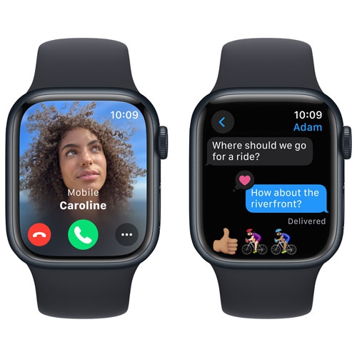 Apple Watch Series 9 (GPS) 41mm Midnight Aluminum Case with Midnight Sport Band - Small / Medium - US Version by APPLE - Refurbished condition - Image 5