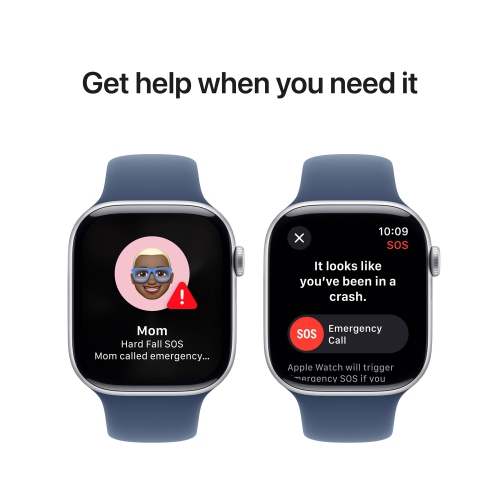 Apple Watch Series 10 (GPS) 46mm Silver Aluminum Case with Denim Sport Band - Small/Medium - US Version by APPLE - Refurbished condition - Image 9