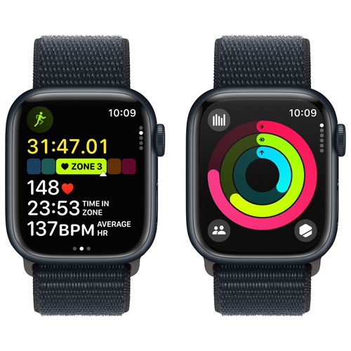 Apple Watch Series 9 (GPS + Cellular) 41mm Midnight Aluminum Case with Midnight Sport Loop - US Version by APPLE - Refurbished condition - Image 7