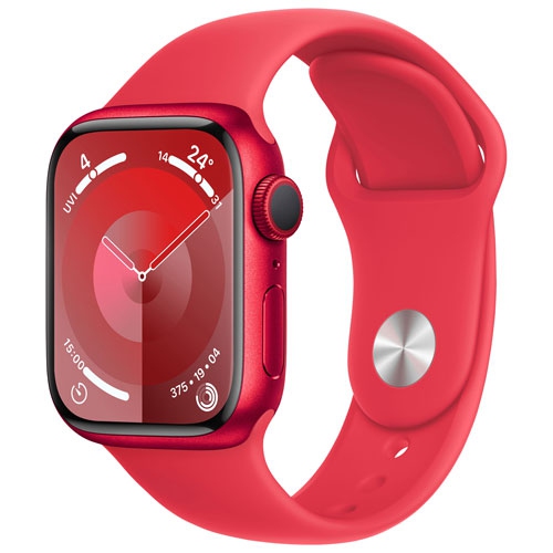 Apple Watch Series 9 (GPS) 41mm (PRODUCT)RED Aluminum Case with (PRODUCT)RED Sport Band - Medium / Large - US Version by APPLE - Refurbished condition - CA$359.54