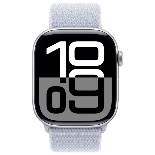 Apple Watch Series 10 (GPS) 46mm Silver Aluminum Case with Blue Cloud Sport Loop - US Version by APPLE - Refurbished condition - Image 2