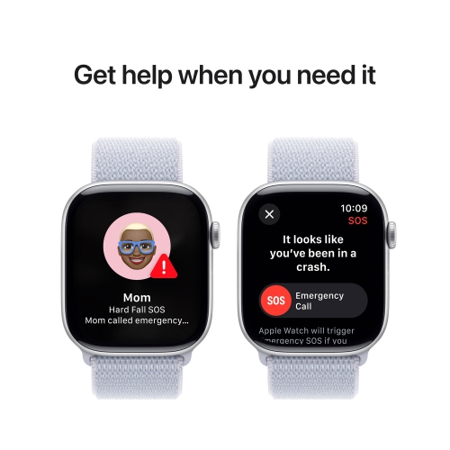 Apple Watch Series 10 (GPS) 46mm Silver Aluminum Case with Blue Cloud Sport Loop - US Version by APPLE - Refurbished condition - Image 9