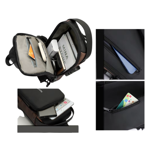 SNESH - Mini Crossbody Fanny Pack.Running Sling Bag , Chest Travel Bag with Multiple Pockets, Water-Resistant, and Anti-Theft Lock