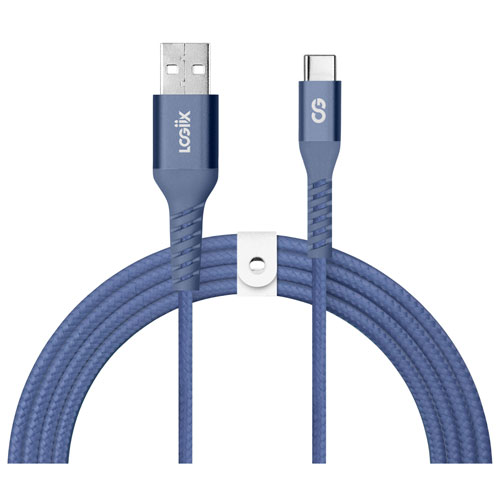 LOGiiX Vibrance 1.2m Braided USB-A to USB-C Cable - Midnight Blue