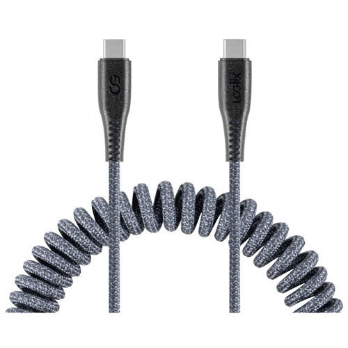 LOGiiX Piston Connect 1.8m (5.9 ft.) Coiled USB-C Cable - Grey
