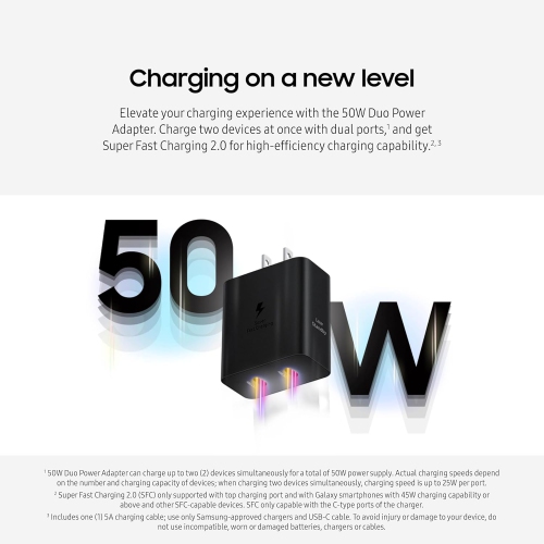[CS] 50W Dual USB-C Super Fast Charging Wall Charger Power Adapter for Samsung iPhone Google Motorola, Black