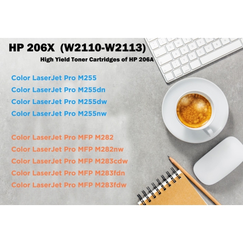 Ultra Toner® Compatible HP 206X W2110X / HP 206A W2110A Black Toner Cartridge hp206 for Color LaserJet Pro M255 M255dn M255dw M255nw MFP M282 M282nw