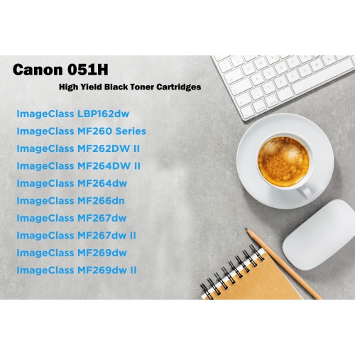 Cartouche d'encre en poudre à HAUT rendement Ultra Toner MD compatible Canon 051H et tambour DR-051 dr051 ImageClass LBP162dw, MF264dw, MF267dw,
