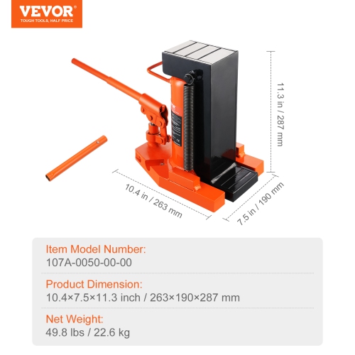 VEVOR 5 Ton Hydraulic Toe Jack, On Toe Toe Jack Lift, 10 Ton On Top Lift Capacity Machine Jack, 0.8-6.8 in Toe Height, 11.3-17.3 in Top Height,Air