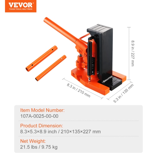 VEVOR 2.5 Ton Hydraulic Toe Jack, On Toe Toe Jack Lift, 5 Ton On Top Lift Capacity Machine Jack, 0.8-5.3 in Toe Height, 8.9-13.4 in Top Height,Air