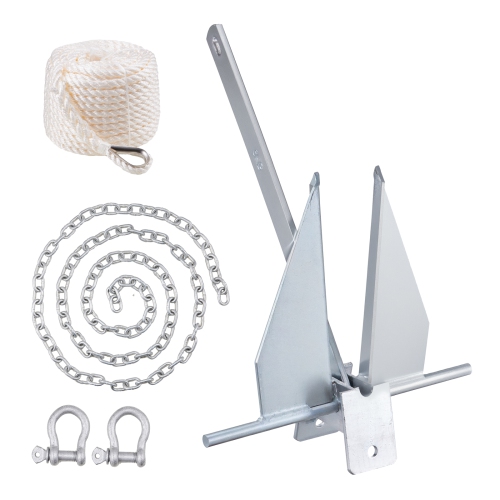 VEVOR  13 Lbs Anchor Kit, Hot-Dipped Galvanized Steel Anchor w 7.9' Chain, 101' Rope And Two 0.4" Shackles, Marine Boat Anchor for Small Vessels