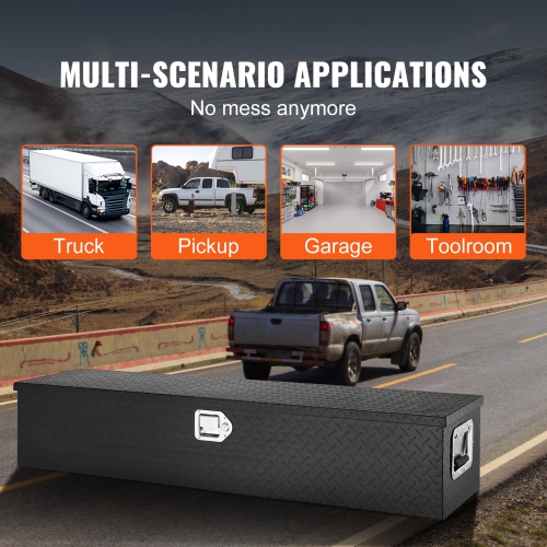 VEVOR 48"x15"x15" Heavy Duty Aluminum Truck Bed Tool Box, Diamond Plate Tool Box with Side Handle and Lock Keys, Storage Tool Box Chest Box Organizer