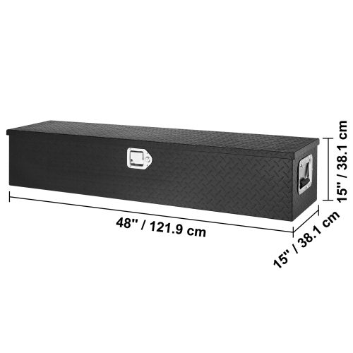 VEVOR 48"x15"x15" Heavy Duty Aluminum Truck Bed Tool Box, Diamond Plate Tool Box with Side Handle and Lock Keys, Storage Tool Box Chest Box Organizer