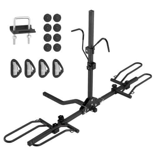 VEVOR 80 LBS Capacity Hitch Mount Bike Rack, 2-Bike Platform Style,Bike Rack Hitch for 1.25-/2-inch Receiver, Titling and Folding Bike Carrier with