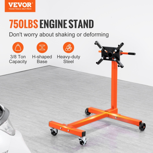 VEVOR 4-Caster Engine Stand, Rotating Engine Motor Stand with 360 Degree Adjustable Head, Cast Iron Motor Hoist Dolly, 4 Adjustable Arms, for Vehicle