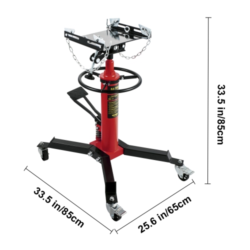 VEVOR 3/5 Ton Transmission Jack, 1322 lbs Capacity Hydraulic Telescopic Transmission Jack, 2-Stage Floor Jack Stand with Foot Pedal, 360° Swivel