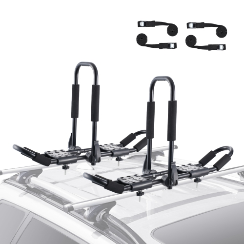 VEVOR  Kayak Roof Rack 1 Pair J-Bar, Soft Roof Rack, Top Mount Tie Down, Carrier for Kayak, Surf Board, Canoe, Sup, Ski Board, Mount On Car, Suv
