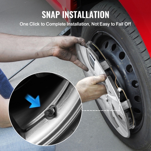 VEVOR Wheel Rim Cover Hubcaps, 16 in Diameter, Sturdy & Durable Scratch-Resistant Hubcap with Snap & Valve Nozzle Hole, ABS & PC Hubcap with High