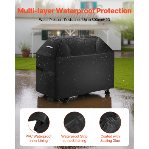 VEVOR 52 inch Grill Cover, BBQ Covers for Outdoor Grills, Waterproof, Fade Resistant, Weather Resistant Heavy Duty 600D Polyester, Easy On/Off, with