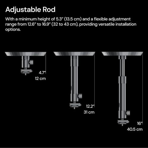 Projector Ceiling Mount for VisionMaster and StreamMaster Series - Aluminum Alloy, Adjustable Height from 31 to 40.5cm Using The Extension Rod, with
