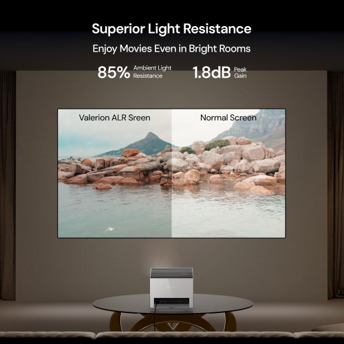 Valerion 100" Fresnel Ambient Light Rejecting Screen, 1.8dB Gain, 85% Ambient Light Resistance, The de-Speckle Design, 16:9 Fixed Frame for Long