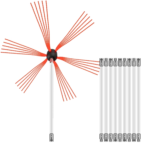 VEVOR 33FT Chimney Sweep Kit, Chimney Cleaning Tool Kits with 10 Nylon Flexible Rods, Chimney Brush 394 Inch for Sweeping Fireplace