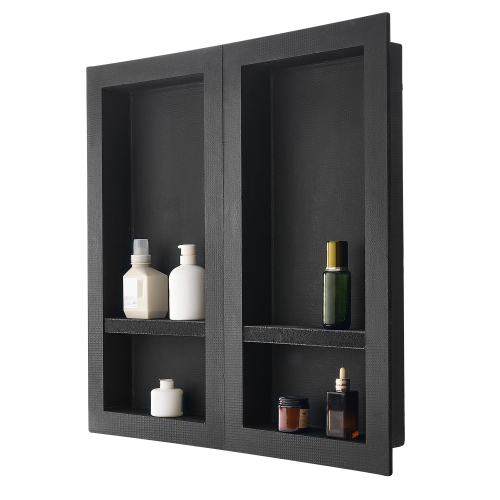 VEVOR  Shower Niche, 16 X 32 Inch + 16 X 32 Inch Recessed Wall Niche w Movable Shelf, 4 Inch Thick Modern Soap&shampoo Storage Organizer, Square