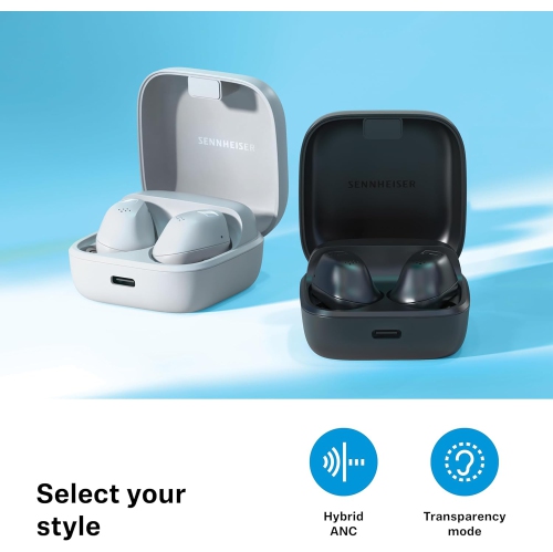 Sennheiser ACCENTUM True Wireless Earbuds - Crystal-Clear Sound with Hybrid ANC, Ergonomic Design, 28-Hour Battery Life, Touch Interface and Dual Mic