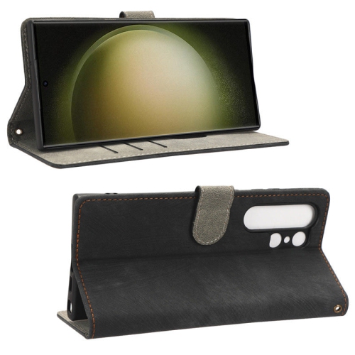 PANDACO Black Wallet Case for Samsung Galaxy S25 Ultra