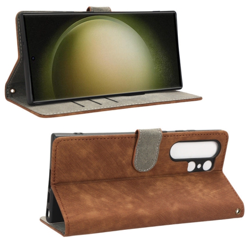 PANDACO Brown Wallet Case for Samsung Galaxy S25 Ultra