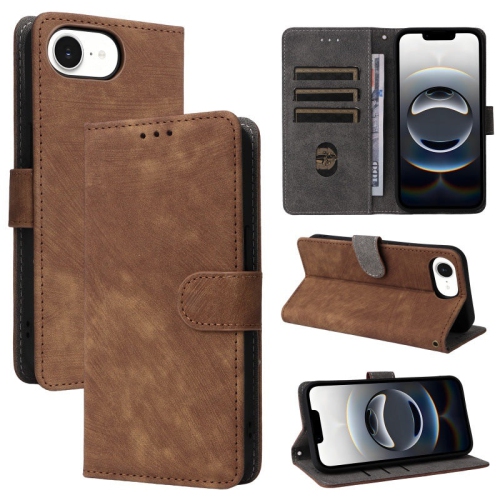 PANDACO Brown Suede Wallet Case for iPhone 16e