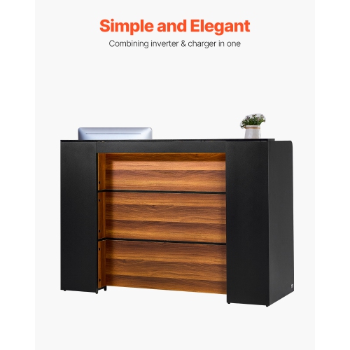 VEVOR 62 Inch Reception Desk, Rectangular Front Counter Table, Office Reception Desk Front Retail Counter with LED Light, for Checkout, Beauty Salon