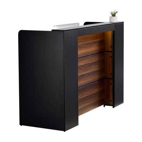 VEVOR 62 Inch Reception Desk, Rectangular Front Counter Table, Office Reception Desk Front Retail Counter with LED Light, for Checkout, Beauty Salon