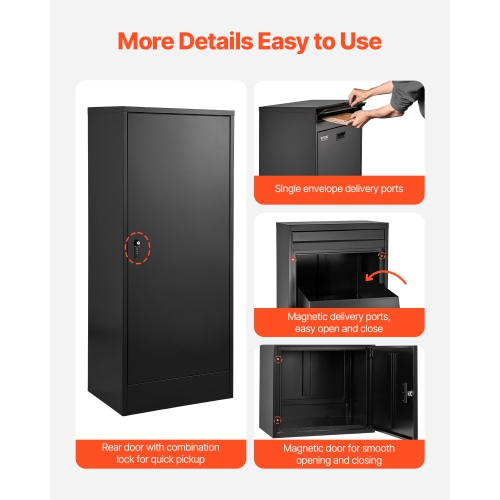 VEVOR Package Delivery Boxes, 47.2 in Mailbox for Parcel with Lock, Galvanized Steel Package Drop Box with Anti-Theft Design, Weather-Resistant