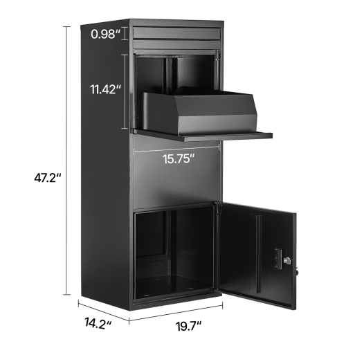 VEVOR Package Delivery Boxes, 47.2 in Mailbox for Parcel with Lock, Galvanized Steel Package Drop Box with Anti-Theft Design, Weather-Resistant