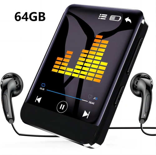 MYACUC  64GB Mp3 Player With Bluetooth, Music Player With 1.8" Touch Screen, Mp3 Player With Speaker Fm Radio Recording