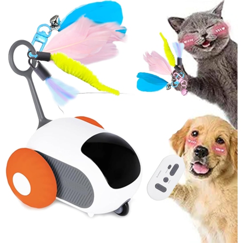 Remote Control Cat Toy, Interactive Cat Toy for Indoor Cats, Automatic Kitten Toy, 2 Speed Adjustment, USB Charging, Rechargeable Motion Cat Toy,