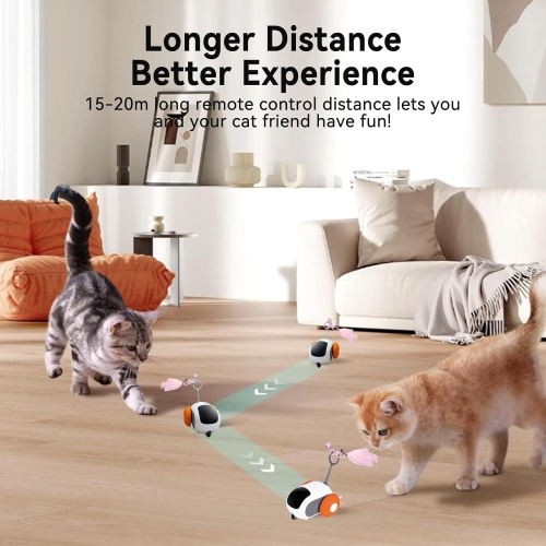 Remote Control Cat Toy, Interactive Cat Toy for Indoor Cats, Automatic Kitten Toy, 2 Speed Adjustment, USB Charging, Rechargeable Motion Cat Toy,