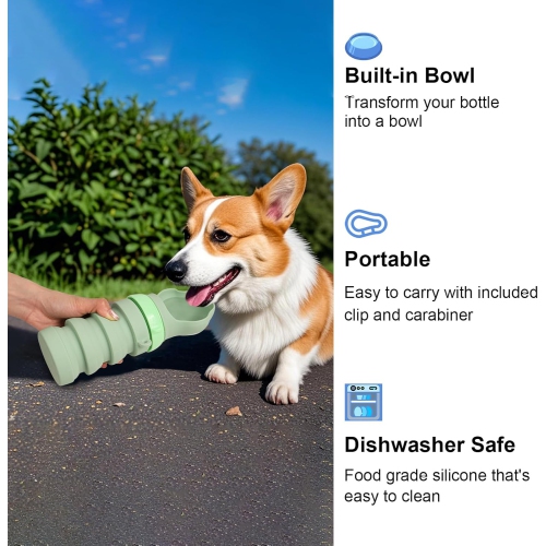 Portable Foldable Pet Water Feeder Dog Walking Water Bottle Dog Outdoor Drinking Fountain Silicone Pet Water Cup Leakproof Pet Travel Squeeze Bottle
