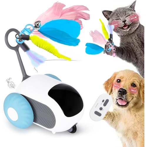 Remote Control Cat Toy, Interactive Cat Toy for Indoor Cats, Automatic Kitten Toy, 2 Speed Adjustment, USB Charging, Rechargeable Motion Cat Toy,