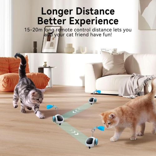 Remote Control Cat Toy, Interactive Cat Toy for Indoor Cats, Automatic Kitten Toy, 2 Speed Adjustment, USB Charging, Rechargeable Motion Cat Toy,